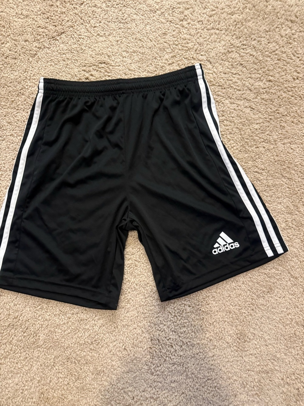 adidas Black Athletic Shorts with White Side Stripes